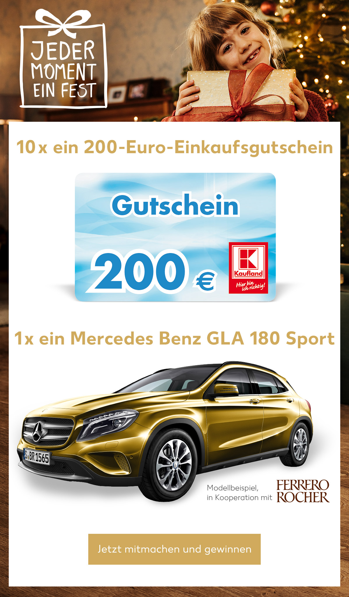 Adventskalender: 10x ein 200-Euro Einkaufsgutschein und 1x ein Mercedes Benz GLA 180 Sport zu gewinnen