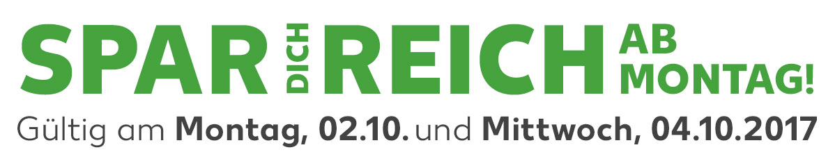 Top-Angebote zum Wochenstart: Gültig von Montag, 02.10. bis Mittwoch, 04.10.2017