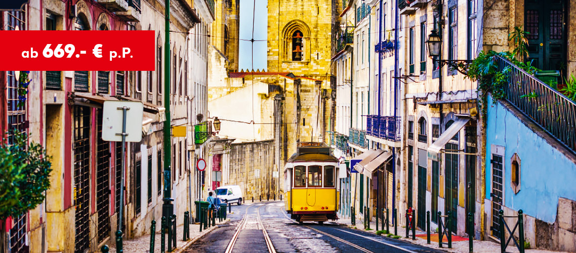 Portugal: Standortrundreise Lissabon & Küste ab 669.- € p.P.