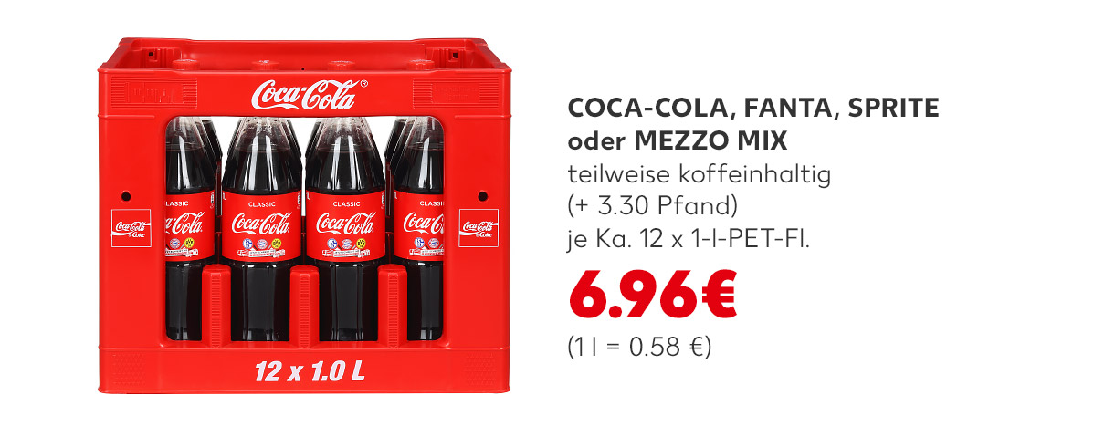 COCA-COLA, FANTA, SPRITE oder MEZZO MIX 