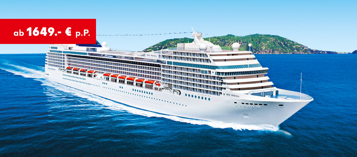 MSC Poesia: Transatlantikkreuzfahrt ab 1649.- € p. P.
