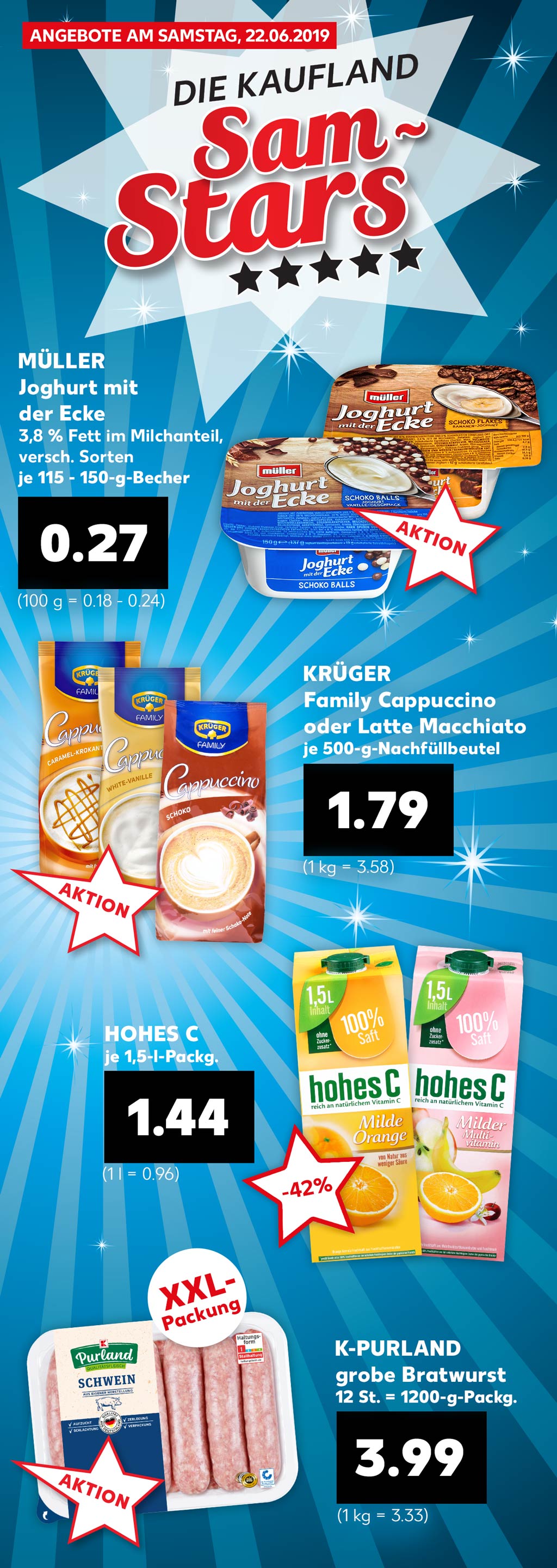 Nur Am Samstag Muller Joghurt Mit Der Ecke Fur 0 27 Und Hohes C Fur 1 44 E Uro Bis Zu 42 Prozent Sparen Kaufland De