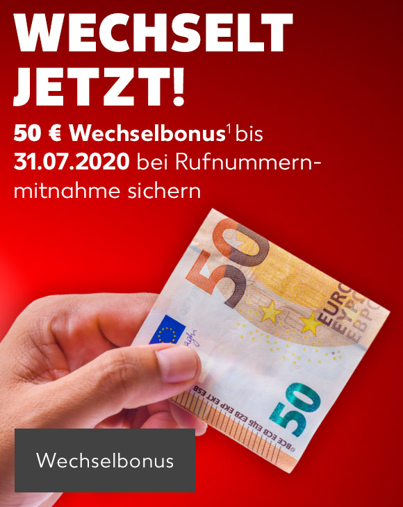 50-Euro-Schein mit Hinweis auf 50 Euro Wechselbonus