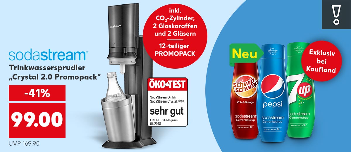 Produktabbildungen: Sodasteam Trinkwassersprudler und versch. Geschmacksrichtungen Getränke-Konzentrate