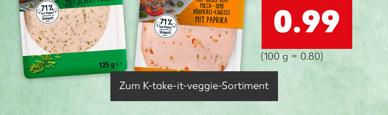 K-take it veggie vegetarischer Aufschnitt; Zum K-take-it-veggie-Sortiment