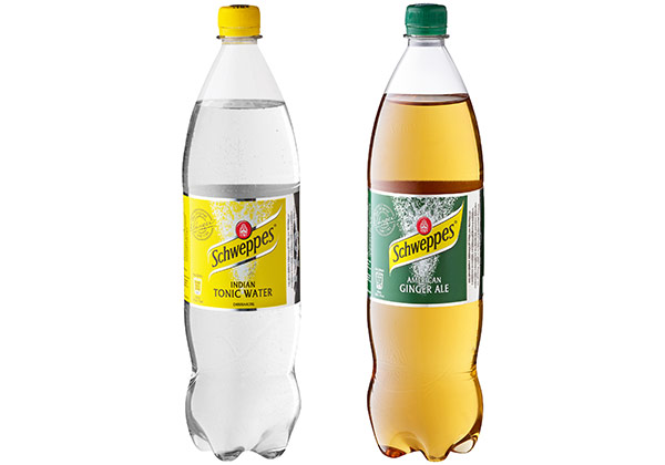 Produktabbildungen versch. Sorten Schweppes Erfrischungsgetränk