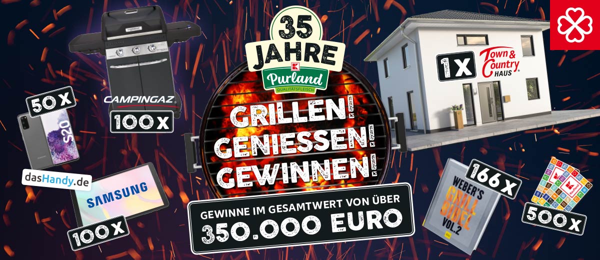 Gewinnabbildung versch. Preise, u. a. ein Einfamilienhaus von Town & Country