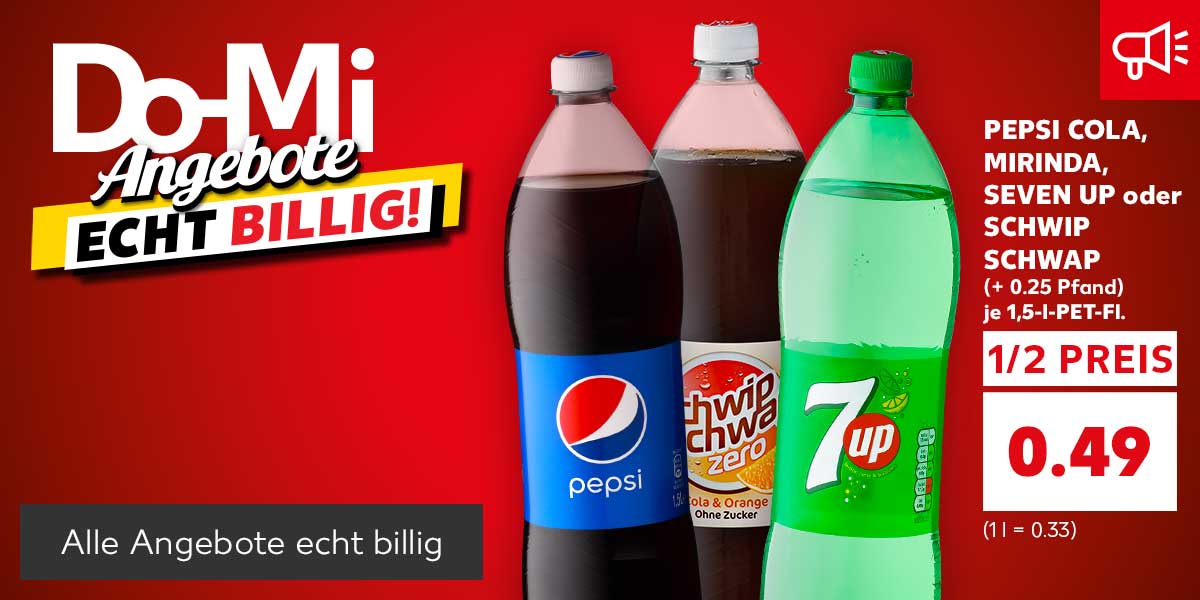 Produktabbildungen Pepsi Cola, Schwip Schwap Zero, Seven up