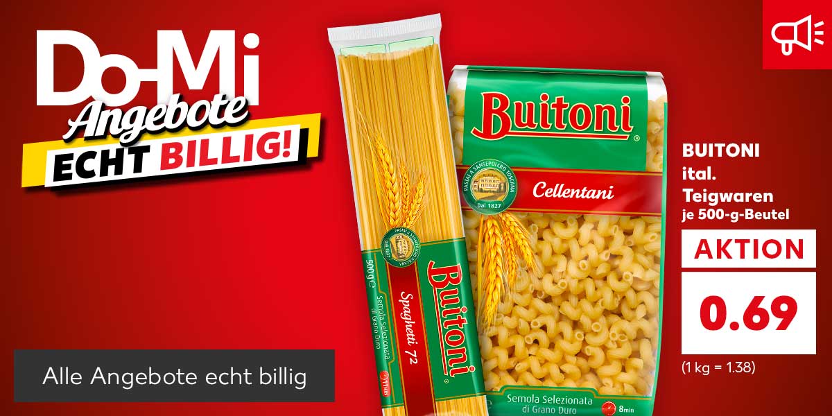 Produktabbildung versch. Sorten Buitoni ital. Teigwaren