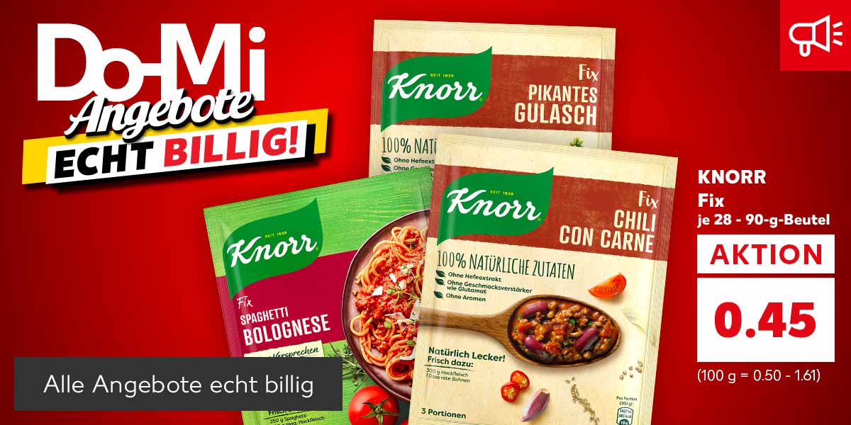Produktabbildung versch. KNORR Fix Beutel