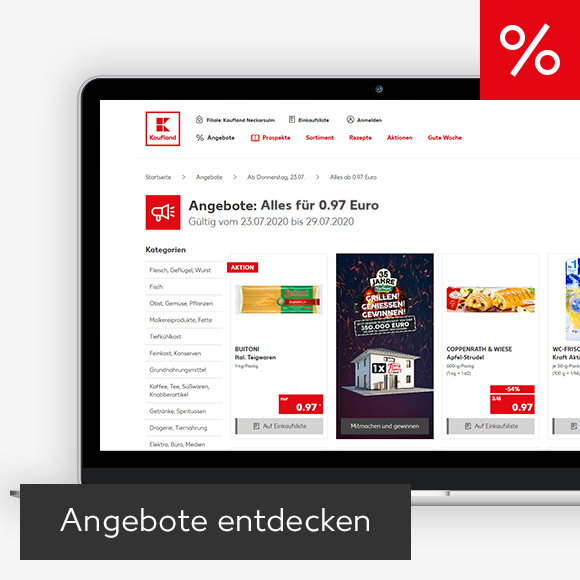 Abbildung: Laptop zeigt Angebote auf Kaufland-Webseite