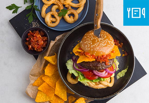 Rezeptbild: mexikanischer Burger mit Tortilla-Chips
