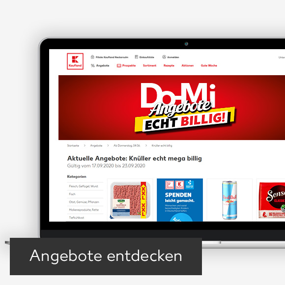 Abbildung: Laptop zeigt Angebote auf Kaufland-Webseite