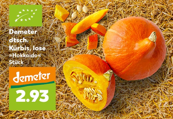 Demeter dtsch. Kürbis, lose je Stück 2.93 Euro
