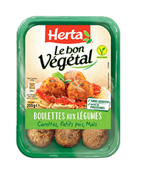 HERTA Le bon végétal boulettes aux légumes - 2 pièces - soit 200 g Différentes variétés.