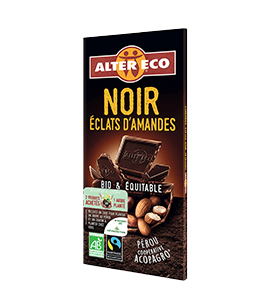ALTER ECO Chocolat bio noir éclats d'amandes Différentes variétés 100 g.