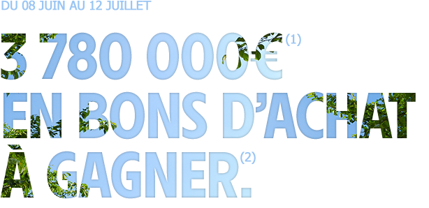 Du 08 juin au 12 juillet, 3 780 000€ en bons d'achat à gagner.