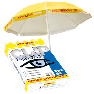 Kopierpapier CLIP Paper@Print, DIN A4, 20.000 Blatt + Sonnenschirm GRATIS