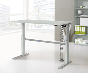 Schreibtisch Standard, C-Fuß, Rechteck, elektrisch höhenverstellbar, B 1600 mm