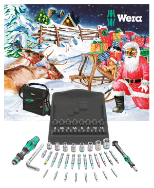 WERA Adventskalender, gefüllt mit 34 Werkzeugen, mit Textilbox, limitierte Edition
