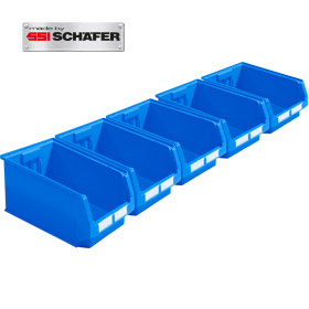 Sparset 5 Sichtlagerkästen LF 532, aus PP, Inhalt 23,5 L, blau