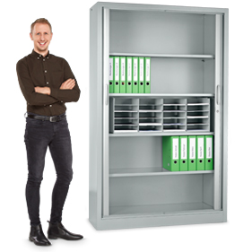 Rollladenschrank MS iCONOMY, Stahl, 5 Ordnerhöhen, B 1200 x T 400 x H 1935 mm