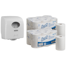 Sparset Kimberly Clark Rollenhandtuchpapier Scott Control Slim + Gratis Spender