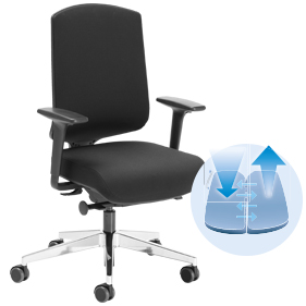 Bürostuhl AIR-SEAT, mit Armlehnen, Synchronmechanik, mit innovativem Air-Seat