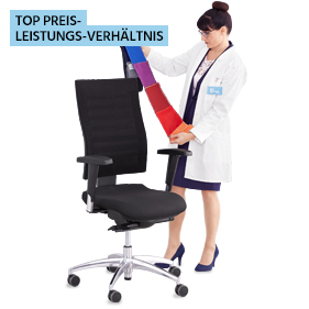Bürostuhl SSI Proline S3, mit Armlehnen, Synchronmechanik, Lehne mit 3D-Netz