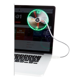 USB-Ventilator mit Uhrzeitanzeige, analog, flexibler Hals