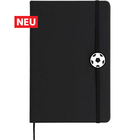 Fussball Notizbuch Rowan, A5, 80 Blatt liniert, Kunstleder-Cover, mit Werbeanbringung
