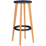 Barhocker WOODY, ABS-Kunststoff, mit Fußring, Massivholzbeine, Sitzhöhe 760 mm, 2 Stk.