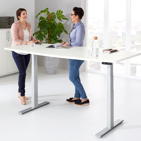 Konferenztisch MODENA FLEX, elektrisch höhenverstellbar, Bootsform, T-Fuß, B 2000 x T 800/1000 mm