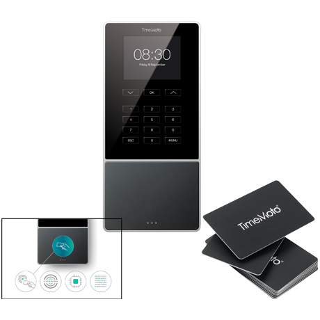 Aktionsset Zeiterfassungssystem TimeMoto TM-616 + 25 RFID-Karten, für bis zu 200 Benutzer, schwarz