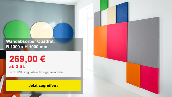  Wandabsorber Quadrat, B 1000 x H 1000 mm, Polyestervlies in Filzoptik, Elfenbein