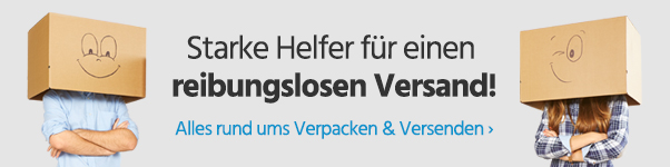 Zwei Menschen mit Karton auf dem Kopf
