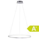 LED-Pendelleuchte CIRCLE, silber, Lichtfarbe Warmweiß, 19 oder 28,50 W, dimmbar, Ø 390 oder 600 mm