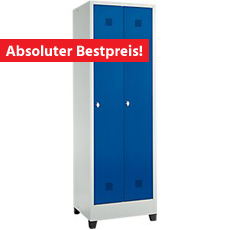 Top Deal Garderobenspind SSI Schäfer ECO-Spind, 2 Abteile, mit Füßen, B 600 x T 500 x H 1860 mm,