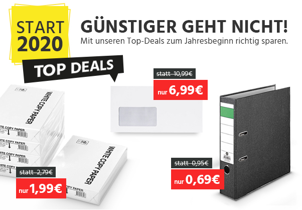 Top-Angebote zum Jahresbeginn! Kopierpapier ab 1,99 € u.v.m.