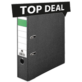 Top Deal Aktenordner Grüner Balken, A4, Rückenbreite 80 mm, Qualitäts-Hebelmechanik, Griffloch,