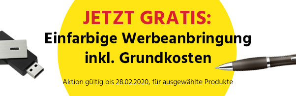 Einfarbige Werbeanbringung inkl. Grundkosten GRATIS | Nur auf ausgewählte Produkte