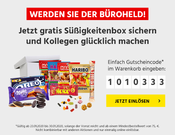 GRATIS Süßigkeitenbox sicher & Büroheld werden.