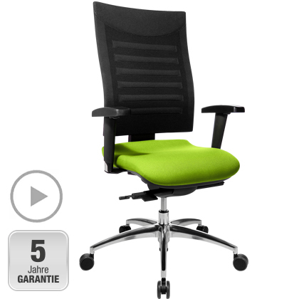 Bürostuhl SSI PROLINE S3, Synchronmechanik, mit Armlehnen, 3D-Netz-Rückenlehne, Bandscheibensitz