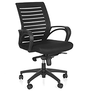 Bürostuhl BASIC, Wippmechanik, mit festen Armlehnen, ergonomische Netz-Lehne