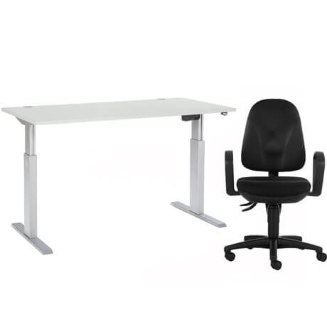Komplettangebot 1-stufig elektr. höhenverstellbarer Schreibtisch Ergo-T, B 1600 x H 725-1185 mm +
