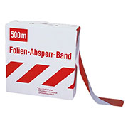 Absperrband, Polyethylen-Folie, 100 m/500 m x 80 mm, rot und weiß schraffiert, 1 Rolle