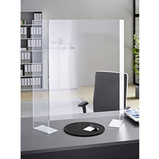 Mobiler Spuckschutz, B 810 x T 250 x H 960 mm, mit Standfüßen, Acrylglas, transparent
