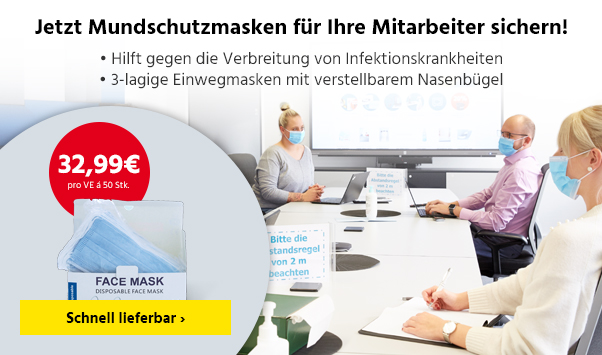 Jetzt Mundschutzmasken für Ihre Mitarbeiter sichern!