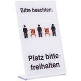 Tischaufsteller Platz bitte freihalten, rechteckig, L-Form, Foliendruck weiß-rot-schwarz, B 135 x