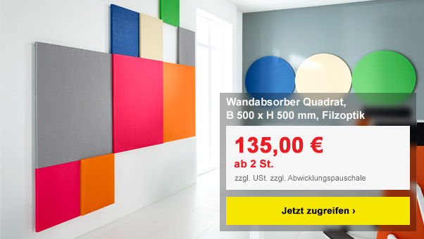 Wandabsorber Quadrat, B 500 x H 500 mm, Polyestervlies in Filzoptik, Elfenbein
